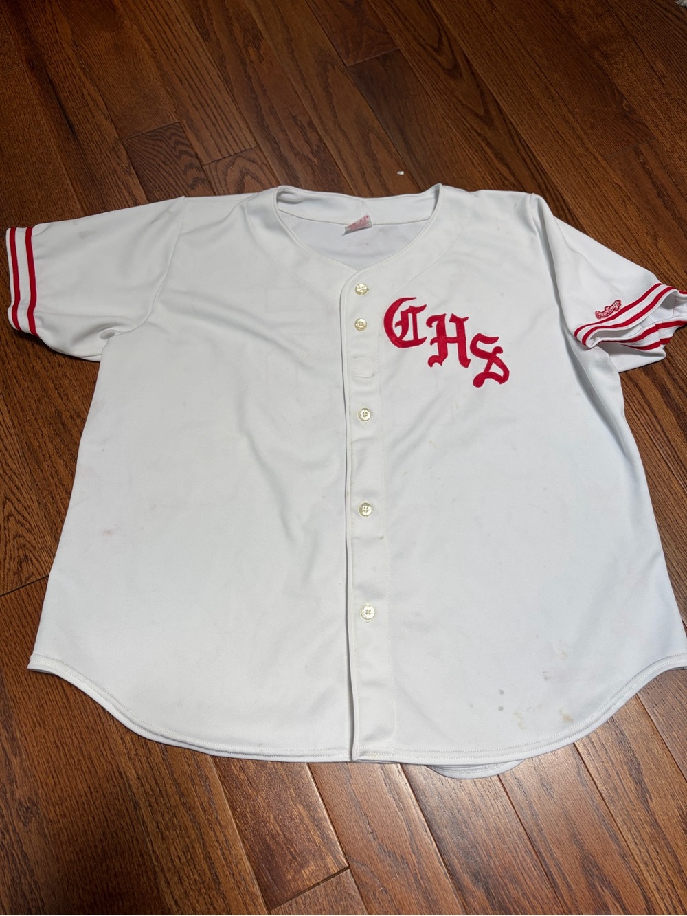 Rawlings Ladies Vintage White Baseball Softball Jersey with Red CHS Script